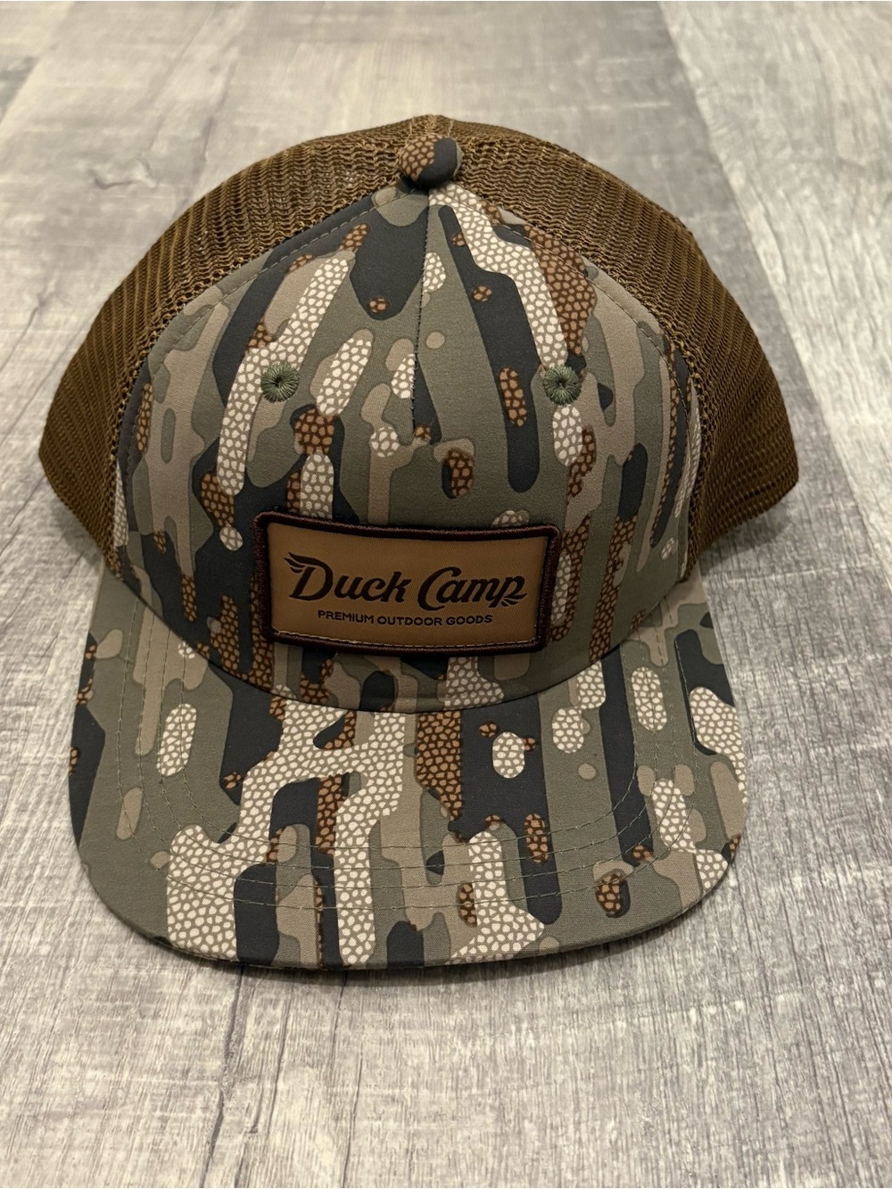 Duck Camp Camo Trucker Hat Premium Outdoor Goods OS Snapback NWT